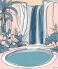 Minimalist Waterfall Cascade Line Art