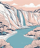 Minimalist Waterfall Cascade Line Art