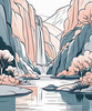 Minimalist Waterfall Cascade Line Art