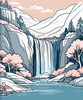 Minimalist Waterfall Cascade Line Art