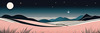 Minimalist Line Art of Rolling Hills Beneath a Starry Night Sky