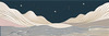 Minimalist Line Art of Rolling Hills Beneath a Starry Night Sky