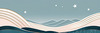 Minimalist Line Art of Rolling Hills Beneath a Starry Night Sky