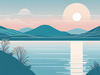 Minimalist Coastal Horizon Line Drawing