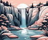 Minimalist Waterfall Cascade Line Art
