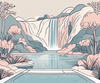 Minimalist Waterfall Cascade Line Art