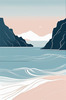 Minimalist Cliffside and Ocean Line Art Print