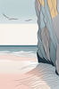 Minimalist Cliffside and Ocean Line Art Print