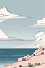 Minimalist Cliffside and Ocean Line Art Print