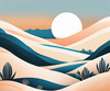 Minimalist Desert Dusk Single Line Art