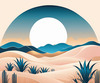 Minimalist Desert Dusk Single Line Art