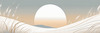 Minimalist Line Art of Windswept Grass and Half-Moon