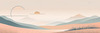 Minimalist Line Art of Windswept Grass and Half-Moon