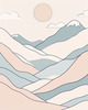 Printable Minimalist Moonlit Mountain Silhouette Line Art