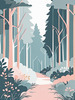 Minimalist Line Art of a Forest Pathway