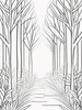 Minimalist Line Art of a Forest Pathway