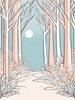 Minimalist Line Art of a Forest Pathway