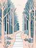 Minimalist Line Art of a Forest Pathway