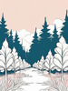 Minimalist Line Art of a Forest Pathway