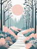 Minimalist Line Art of a Forest Pathway
