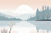 Minimalist Tranquil Lakeside Tree Reflection Printable Art