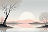 Minimalist Tranquil Lakeside Tree Reflection Printable Art