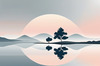 Minimalist Tranquil Lakeside Tree Reflection Printable Art