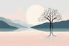 Minimalist Tranquil Lakeside Tree Reflection Printable Art