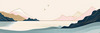 Minimalist Cliffside and Ocean Line Art Print