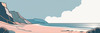 Minimalist Cliffside and Ocean Line Art Print