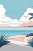 Minimalist Coastal Horizon Line Drawing