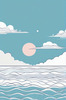 Minimalist Coastal Horizon Line Drawing