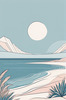 Minimalist Coastal Horizon Line Drawing