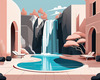 Minimalist Waterfall Cascade Line Art