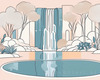 Minimalist Waterfall Cascade Line Art