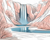 Minimalist Waterfall Cascade Line Art