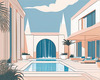 Minimalist Waterfall Cascade Line Art