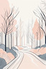 Minimalist Line Art of a Forest Pathway