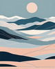 Minimalist Line Art of Rolling Hills Beneath a Starry Night Sky