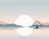 Minimalist Tranquil Lakeside Tree Reflection Printable Art