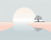 Minimalist Tranquil Lakeside Tree Reflection Printable Art