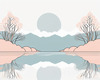 Minimalist Tranquil Lakeside Tree Reflection Printable Art