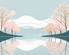 Minimalist Tranquil Lakeside Tree Reflection Printable Art
