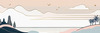 Minimalist Coastal Horizon Line Drawing