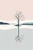 Minimalist Tranquil Lakeside Tree Reflection Printable Art