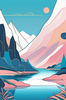 Minimalist Line Art of River Flowing Through Canyon