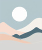 Printable Minimalist Moonlit Mountain Silhouette Line Art