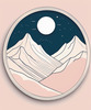 Printable Minimalist Moonlit Mountain Silhouette Line Art