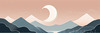 Printable Minimalist Moonlit Mountain Silhouette Line Art