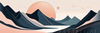 Printable Minimalist Moonlit Mountain Silhouette Line Art
